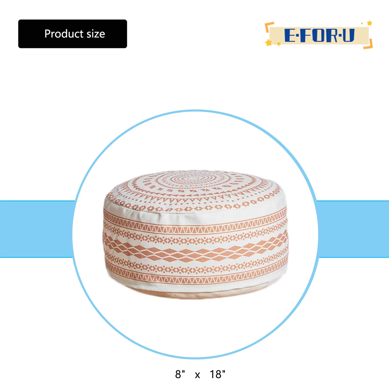 Indoor/Outdoor Pouf Ottoman Cover,Boho Round Pouf Ottoman