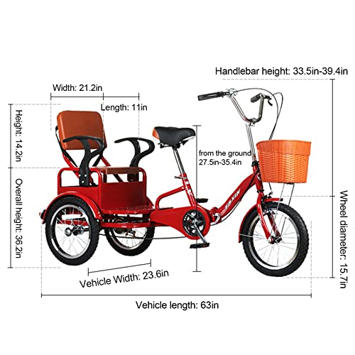 Outroad Adult Tricycle, 16 inch Cruiser Trike, Foldable Bicycle for Elderly 3 Wheel Bikes with Back,Cargo Basket and Comfortable Seat for Seniors, Women, Men for Shopping Picnic Outdoor Sports