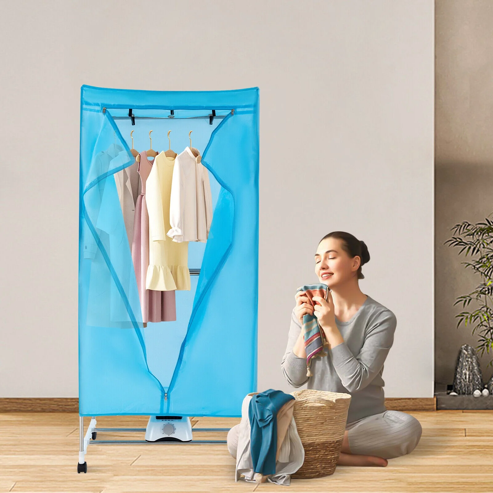 Portable Dryer, 1000W 110V Electric Clothes Drying, Electric Clothes Dryer Rack, Timing Function, Low Noise, for Home, Apartments and Travels