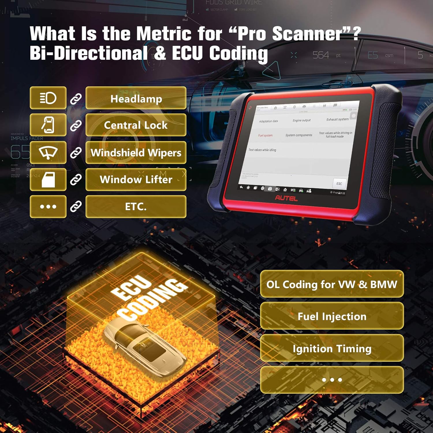 Autel Scanner MK906BT Automotive Scan Tool - 2022 Newest Scanner Same as MaxiSys MS906BT/MS908/MK908, All System Diagnostic, ECU Coding, Bi-Directional Control, 31 Special Services, Active Test
