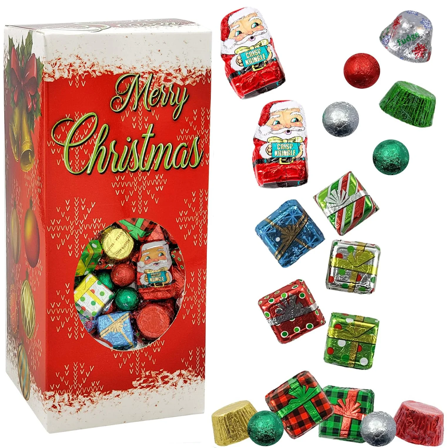 Christmas Milk Chocolate Holiday Variety Pack Party Bag Fillers, Individually Wrapped Foils, Kosher Certified (2 Pounds)