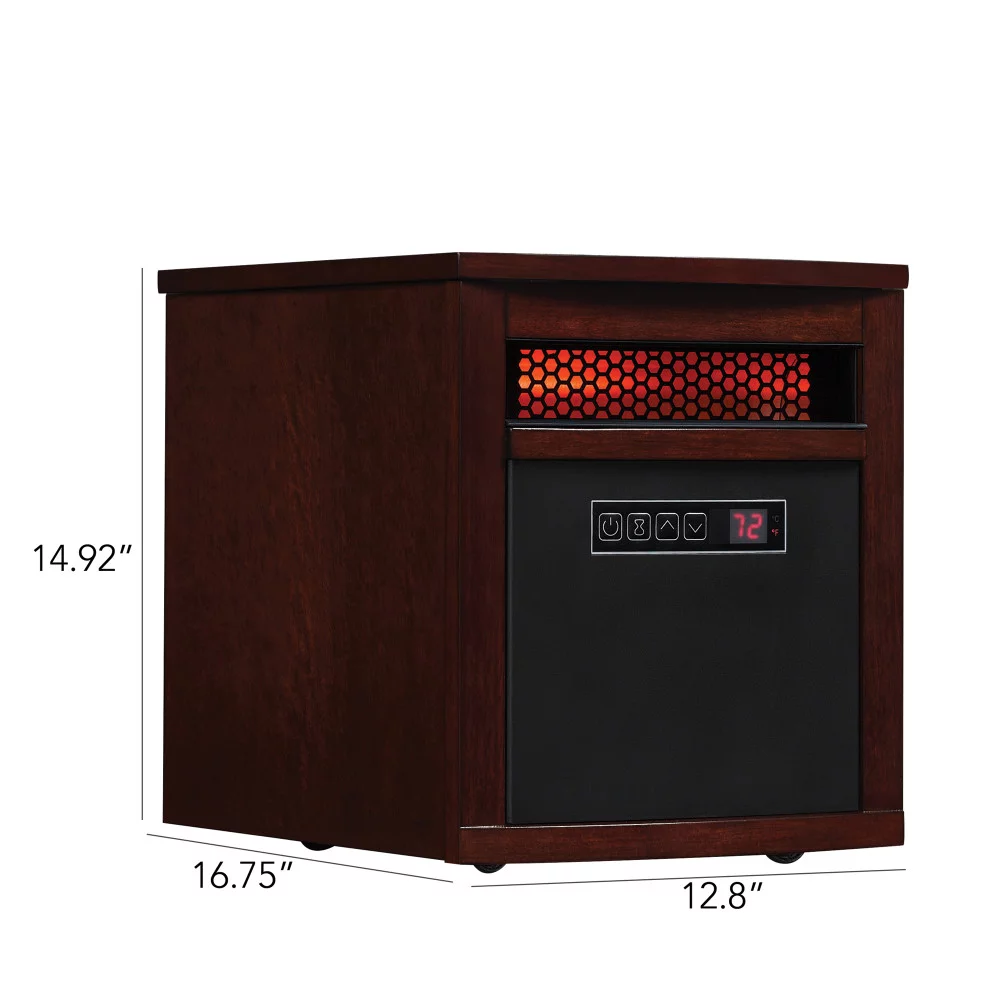 Powerheat Electric Quartz Infrared Heater with Safer Plug, Dark Cherry