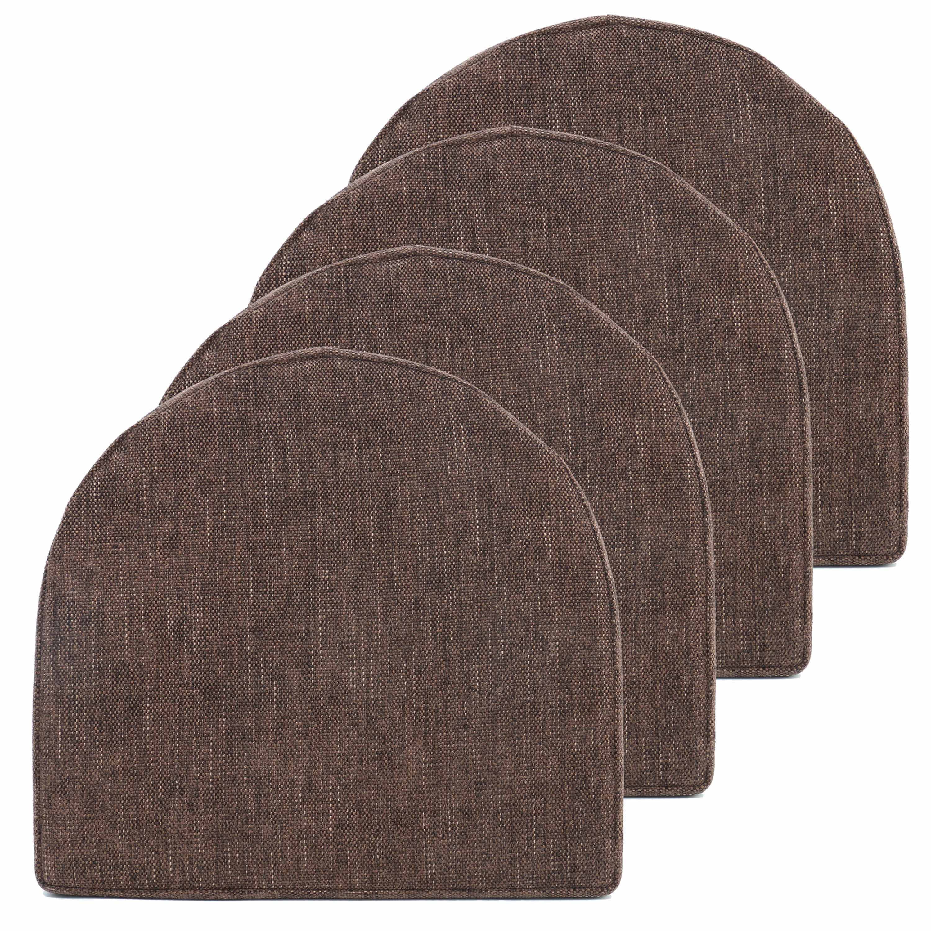 Sweet Home Collection U-Shape Molded Memory Foam Chair Pads With Ties Coffee 4 Pack
