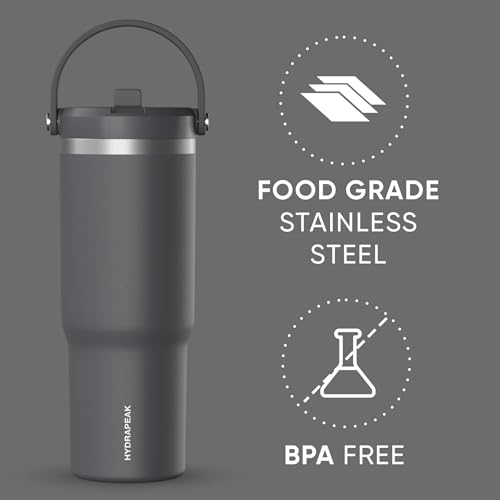 Hydrapeak Nomad 24 oz Tumbler with Handle and Straw Lid, Leakproof, Double Insulated, 24oz Cup Stainless Steel (Blush)