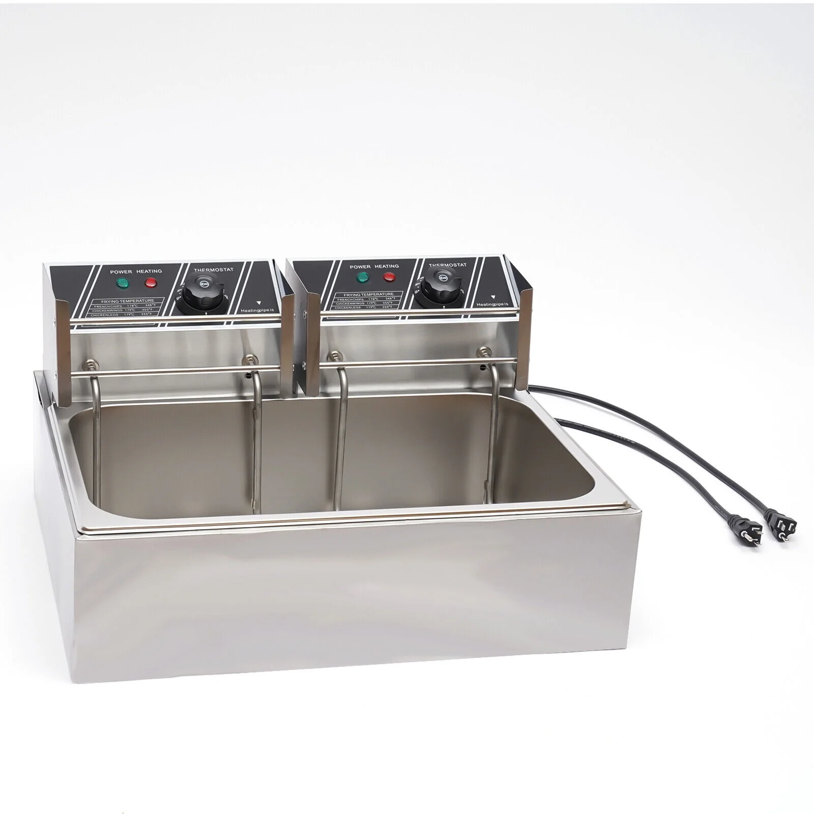 5000W 12L Commercial Restaurant Electric Deep Fryer Dual Tank  Stainless Steel