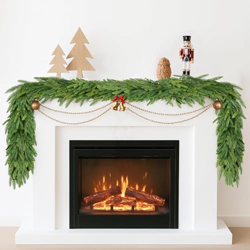 Christmas Garland Decorations Indoor Decor: 6 FT Artificial Realistic Pine Garland Green Faux Greenery Garland for Mantle Staircase Table Wall Outdoor Christmas Decorations