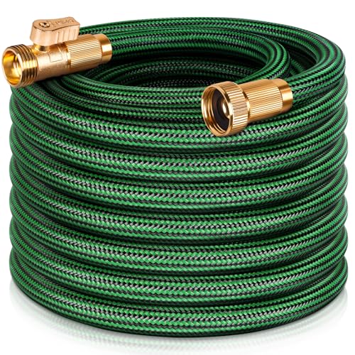 NON-EXPANDABLE Garden Hose 25 ft, Heavy Duty Flexible Water Hose, Kink Resistant Lightweight Hybrid Hose with Durable Fabric Skin, Leakproof Hose Male to Female Fittings