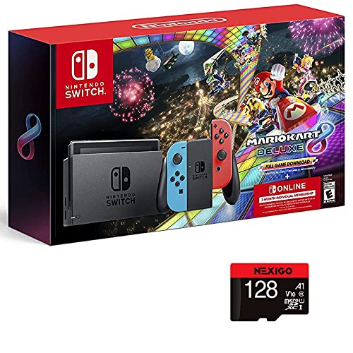 Nintendo Switch Mario Kart 8 Deluxe Bundle 3 Month Nintendo + 128GB MicroSD Card