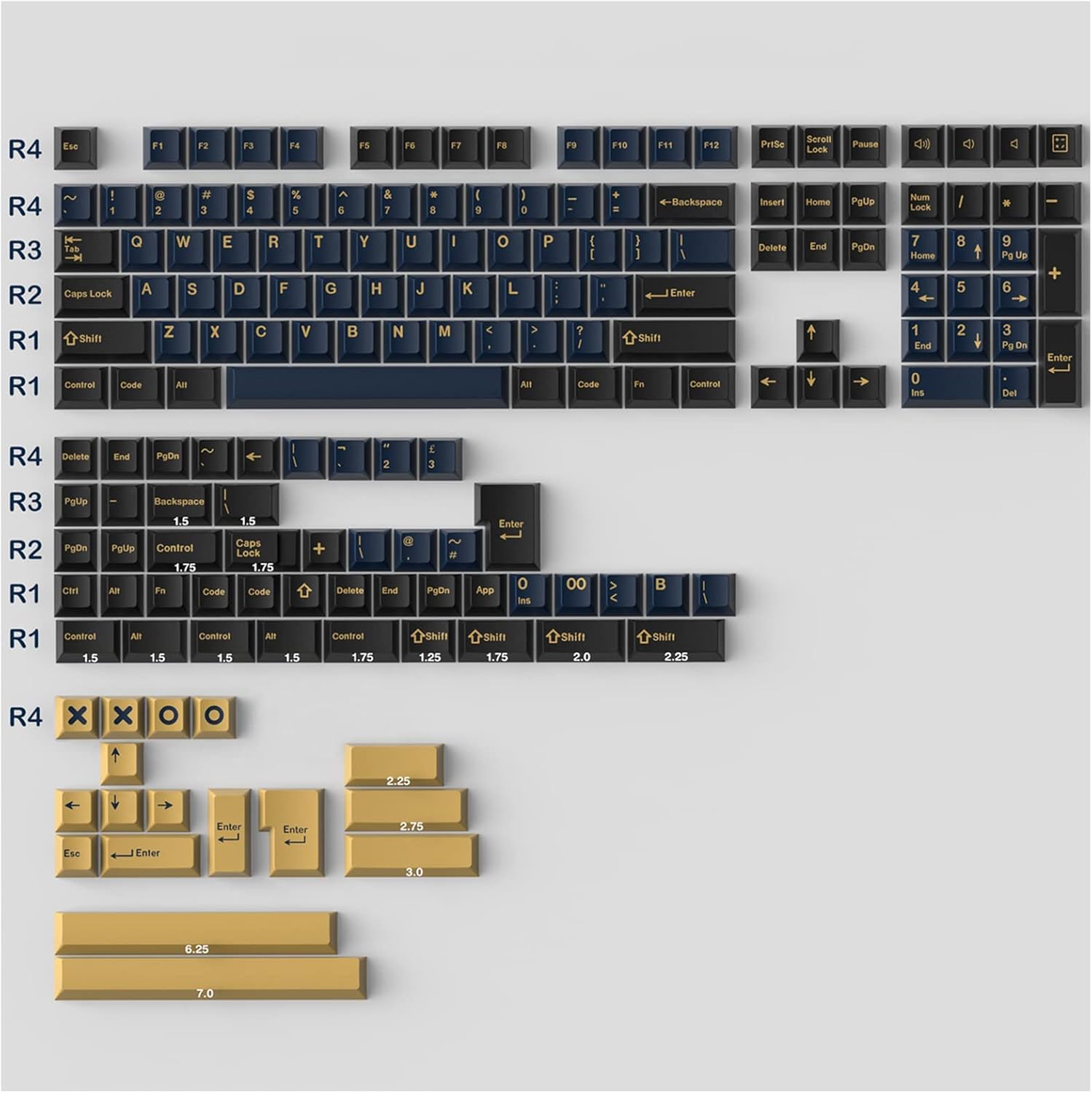 Keycaps 171 Keys Blue Samurai Custom Keycaps Doubleshot ABS Keycap Set Cherry Profile for Cherry Gateron MX Switches Mechanical Keyboard US and UK Layouts