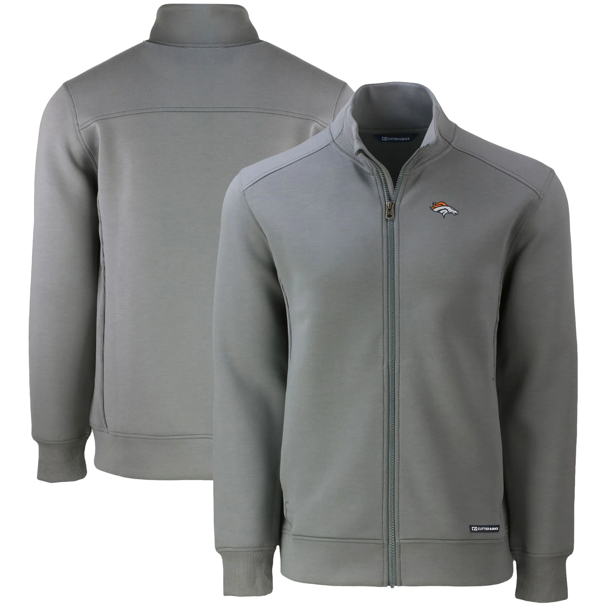 Men's Cutter & Buck Gray Denver Broncos  Roam Eco Recycled Full-Zip Jacket