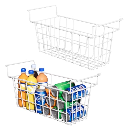 17.5 Inch Metal Wire Freezer Bins - 2Pack Deep Freezer Organizer with Hanging Handles, Freezer Baskets