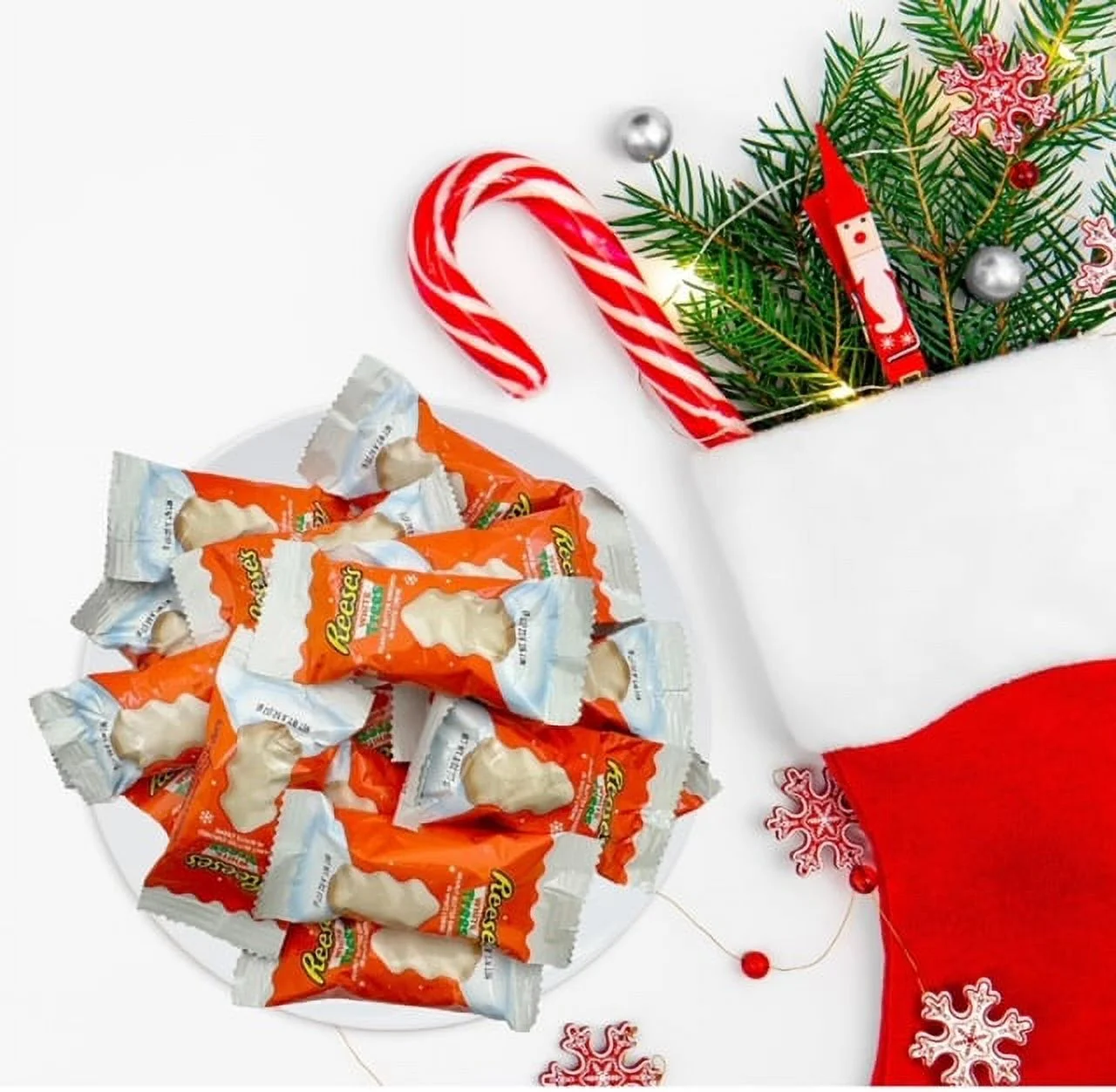 Reece's White Trees- White Tree Chocolate - Christmas Candy Stocking Stuffers White Chocolate Candy - 4 Pounds Approx 100 Pieces - Peanut Butter Chocolate White Creme - Bulk Milk Chocolate Candy