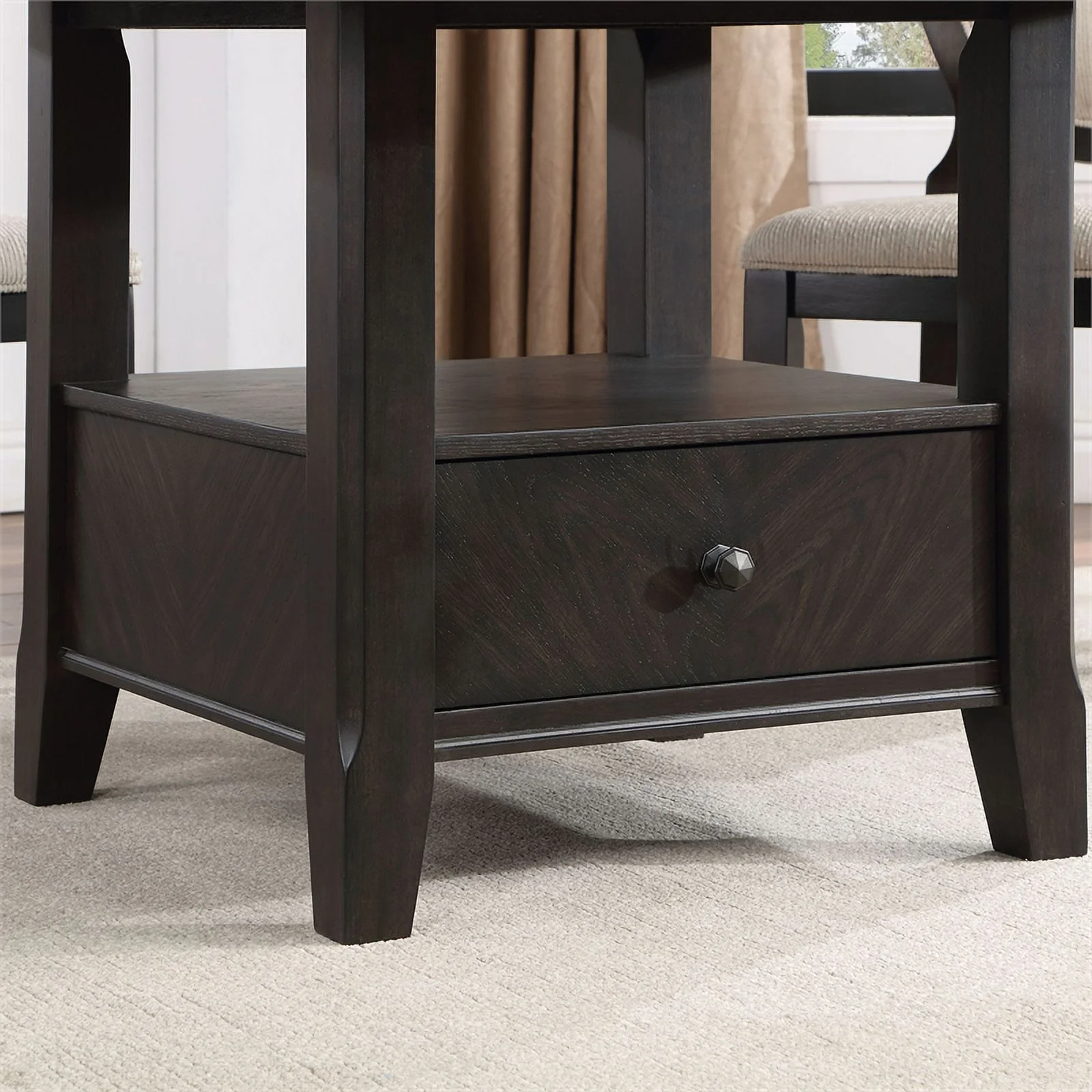 Furniture of America Sonn Wood Bottom Shelf Round Dining Table in Espresso