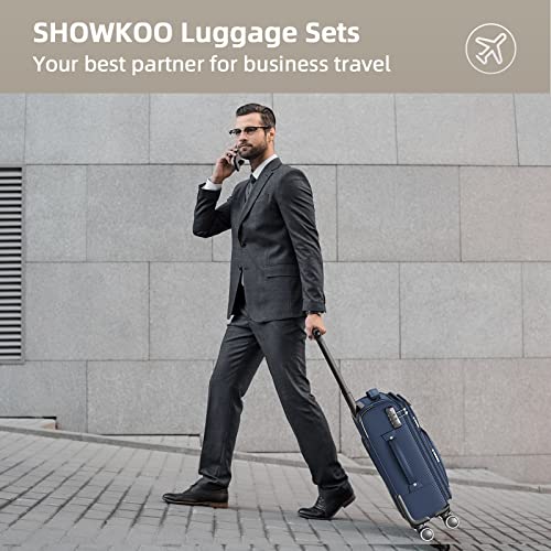 SHOWKOO Luggage Sets 3 Piece Softside Expandable Lightweight Durable Suitcase Sets Double Spinner Wheels TSA Lock Armygreen (20in/24in/28in)