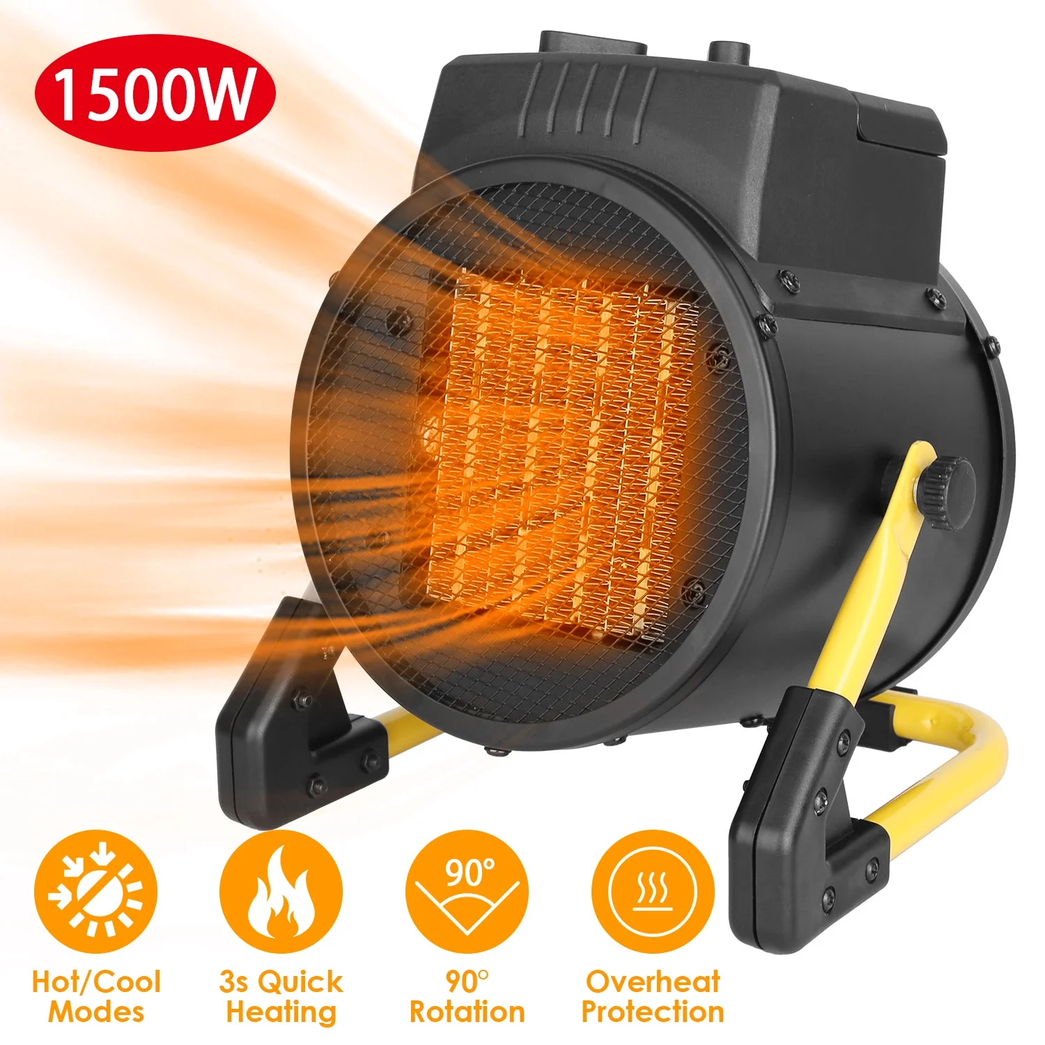 Space Heaters for Indoor Use, iMounTEK1500W PTC Electric Space Heater with Adjustable Angle, Fast Safety Heat, Small Portable Heater for Office Home