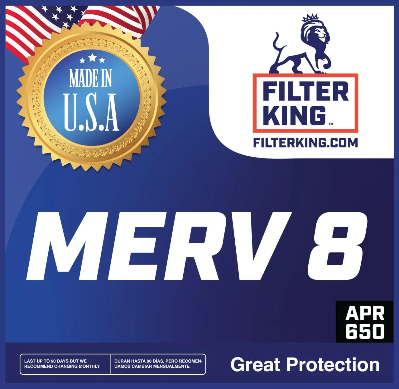 Filter King 22x66.5x1a Air Filter | 4-PACK | MERV 8 HVAC Pleated A/C Furnace Filters | MADE IN USA | Actual Size: 22 x 66.5 x .75