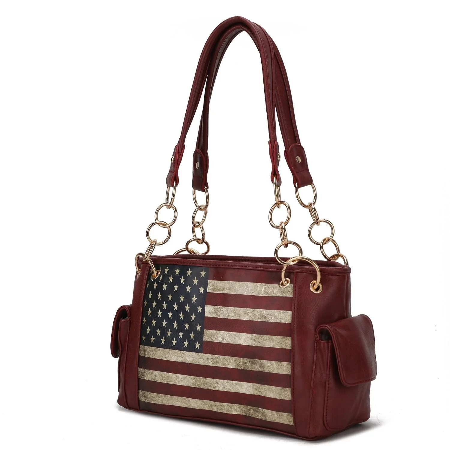 MKF Collection Alaina Vegan Leather Womens Flag Shoulder Handbag by Mia K