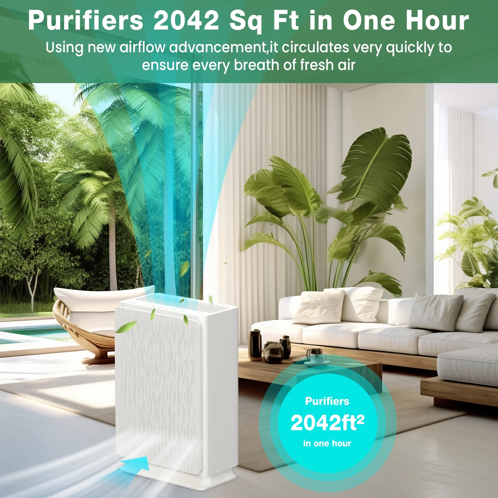 VAVSEA Air Purifier, H13 True HEPA Air Purifier Filter for Pets Hair, Pollen, Allergies, Dust, Smoke, Large Air Purifiers for Home Large Room Bedroom Up to 2042 Sq.Ft with Sleep Mode