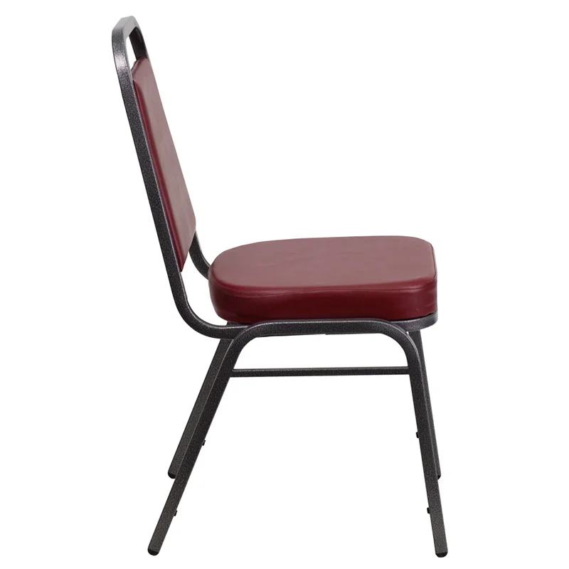 Flash Furniture HERCULES Series Trapezoidal Back Stacking Banquet Chair in Burgundy Vinyl - Silver Vein Frame