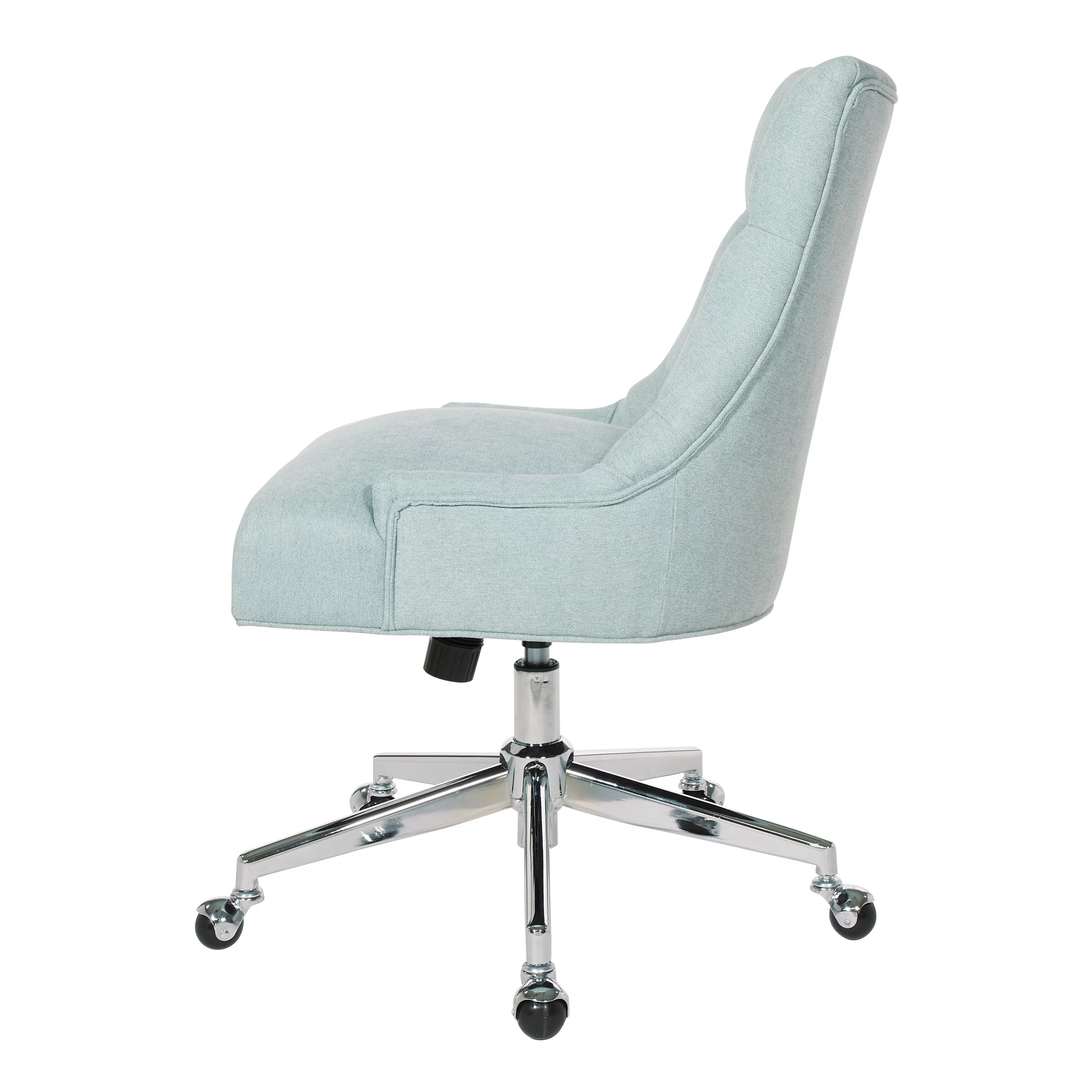 Amelia Office Chair in Mint Blue Fabric with Chrome Base