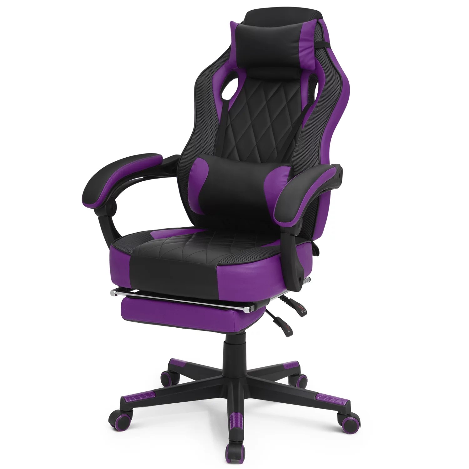 Magshion PC & Racing Game Chair, Ergonomic Swivel Adjustable Recliner Seat with Footrest and Lumbar Support for Bedroom, Purple