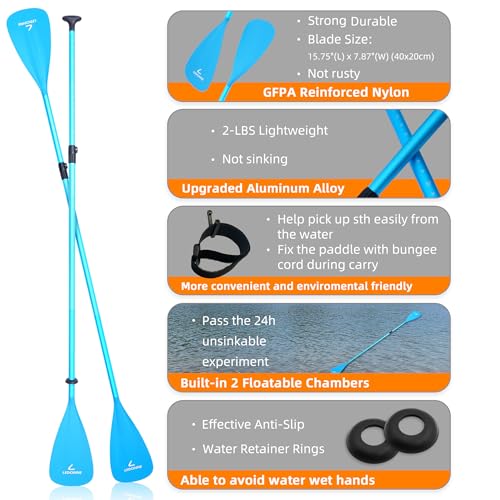 LEDONNE SUP Paddle 4-Piece Adjustable Kayak Paddle Floating Lightweight Paddle Board Oar with Aluminum Alloy Shaft and 2 Nylon Blades Best Price Based on Our 3 Million Sets Per Year 500 bought monthly