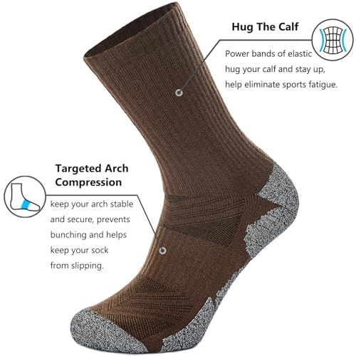 CWVLC Crew Hiking Socks, Cushion, Moisture Wicking, Arch Compression Boot Socks