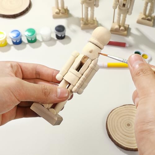 Christmas Wooden Nutcrackers Unpainted Nutcracker 12Pcs Christmas Unfinished Nutcracker Figures DIY Nutcracker Blank Nutcracker