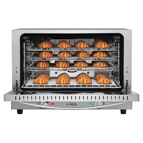 KoolMore 32 in. Commercial Countertop Convection Oven, Holds Full Size Pans, 4 Racks and 3500W of Power, 240V in Stainless-Steel, ETL Listed for Safety and Sanitation (KM-CTCO-44)