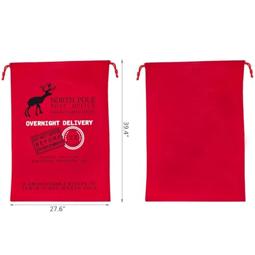 HBlife Canvas Santa Sack, 19.7 X 27.6 Inch Large Santa Bags for Gifts, Personalized Christmas Sacks for Presents with Drawstring, 2 Pack A