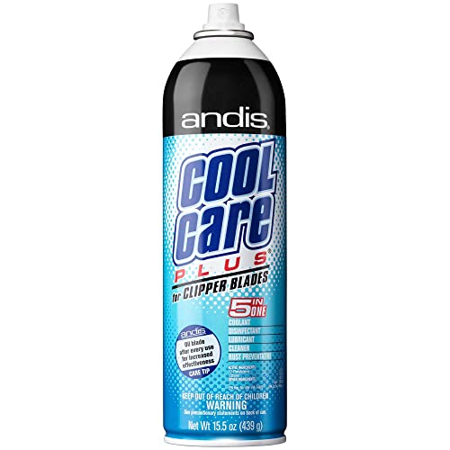 Andis 12750 Cool Care Plus 5-in-1 Clipper Spray, 15.5 oz Can, Blade Care and Treatment, Blue