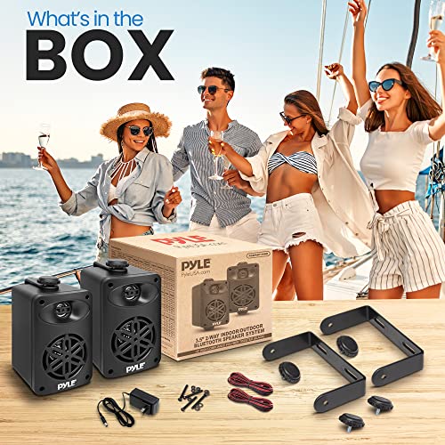PyleUsa Bluetooth Indoor Outdoor Speakers Pair-300 Watt Dual Waterproof 4” 2-Way Full Range Speaker System w/ 1/2” High Compliance Polymer Tweeter-Home, Boat, Marine, Deck, Patio,Poolside - PDWRBT46BL