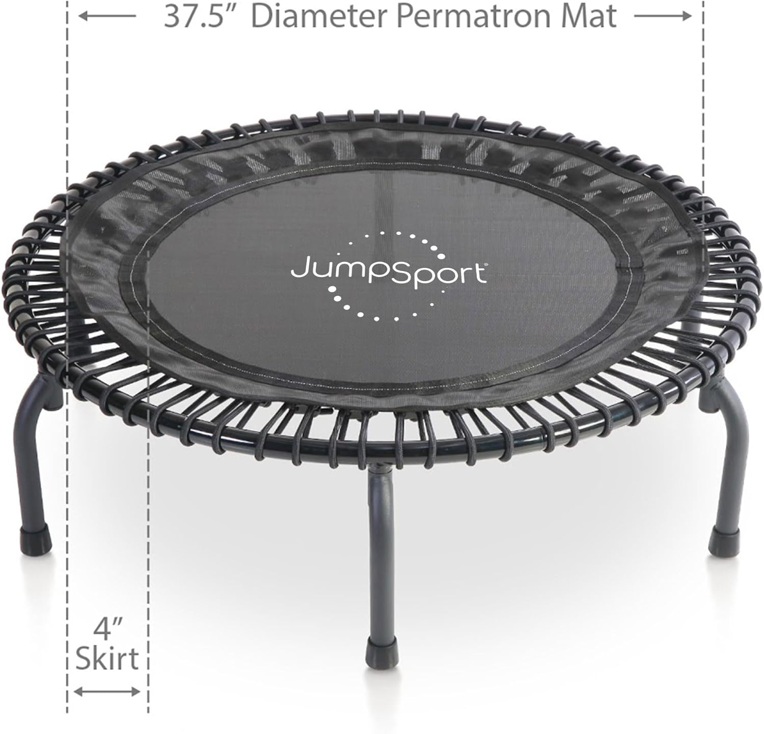 JumpSport 430 Home 44 Inch Low Impact Adult Mini Exercise Fitness Rebounder Trampoline with Streaming Videos and Workout DVDs, Black