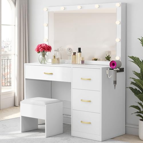YITAHOME Vanity Desk, Vanity Mirror with Lights, Makeup Vanity Set