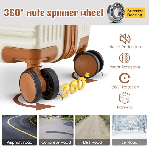 imiomo 20 Inch Expandable Carry on Luggage Sets with Spinner Wheels, Hard Shell Lightweight Rolling Travel Carry-on Suitcase with TSA Lock, Black