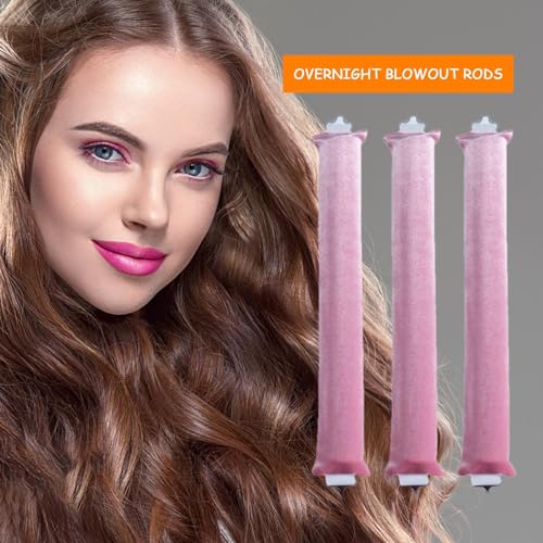 Overnight Heatless Curls, Heatless Blowout Rods, Velvet Blowout Rods Heatless Curling Rods with Hook, Hair Rollers for Blowout Look, Overnight Curls Flexii Rods to Sleep in for All Hairs Type