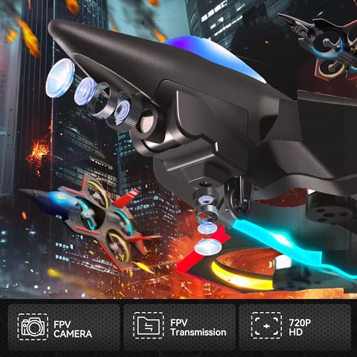 BEZGAR Brushless RC Plane with Camera | 2.4GHZ Remote Control Airplane, 6-axis Gyro Drones for Kids, RC Helicopter, 360°Flip Jet Fighter for Beginners with LED Navigation Lights