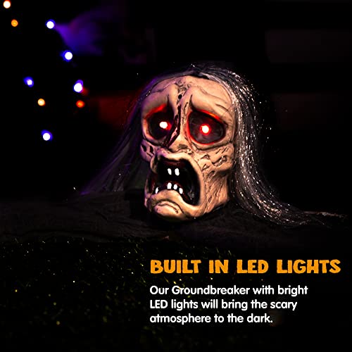 JOYIN Halloween Zombie Decoration Outdoor, Groundbreaker Halloween Outside Decor, Scary Zombies Props with Glowing Eyes and Sound for Graveyard Haunted House Lawn Yard Garden Decoration