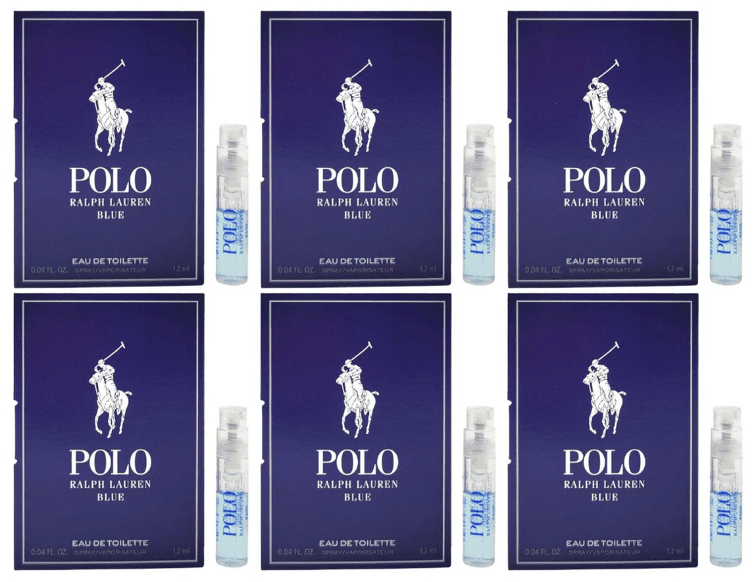 Polo Blue by Ralph Lauren for Men 0.04 oz Eau de Toiltte Vial Spray - Pack of 6