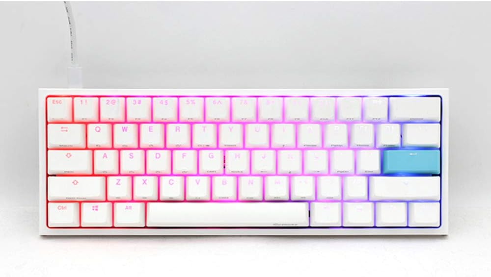 Ducky One 2 Mini Pure White - RGB LED 60% Double Shot PBT Mechanical Keyboard (Cherry MX Brown)