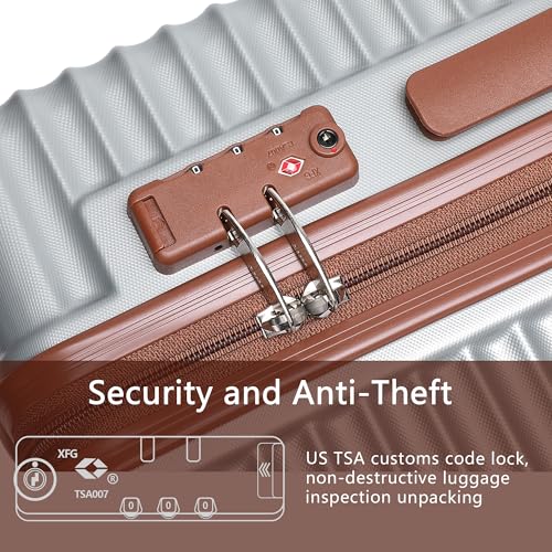 20-Inch Carry on Luggage,Carry-on Suitcase with Spinner Wheels and TSA Lock, 22x14x9 Airline Approved,Hardside Lightweight Travel Carry-on Luggage,Small Rolling Luggage (Beige, 20 Inch)