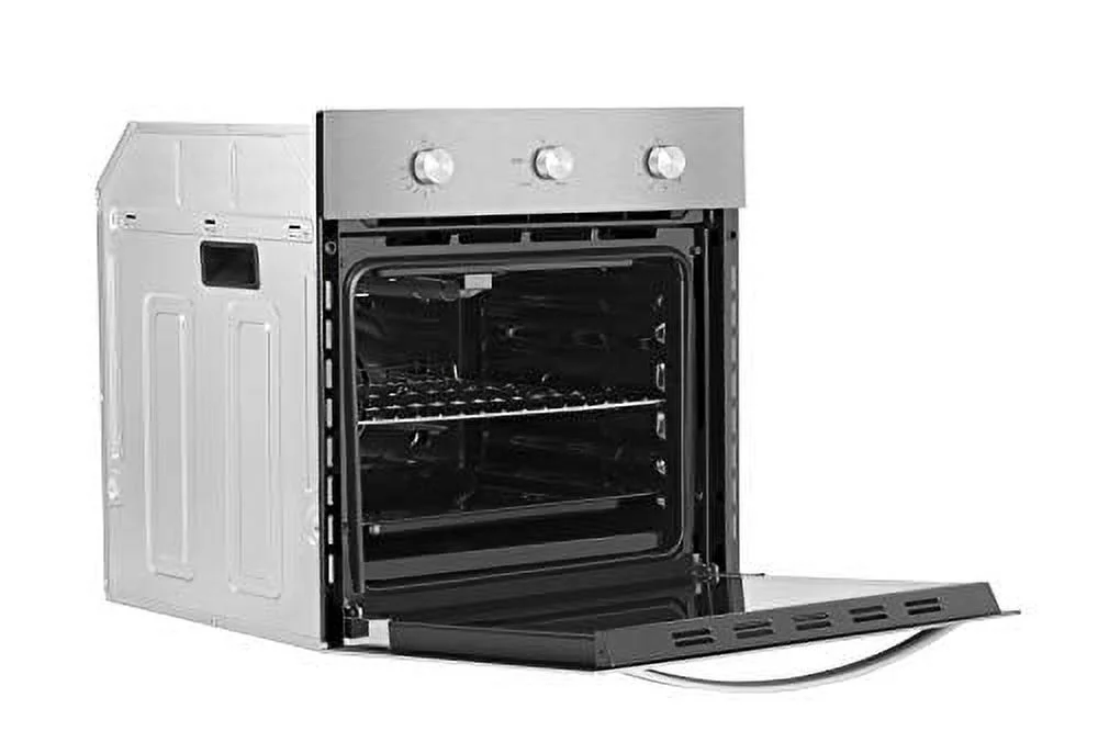 Empava 24 in. 2.3 cu. Ft. Single Gas Wall Oven Bake Broil Rotisserie Functions with Mechanical Controls-Built-in Timer-Convection Fan in Stainless Steel, Silver