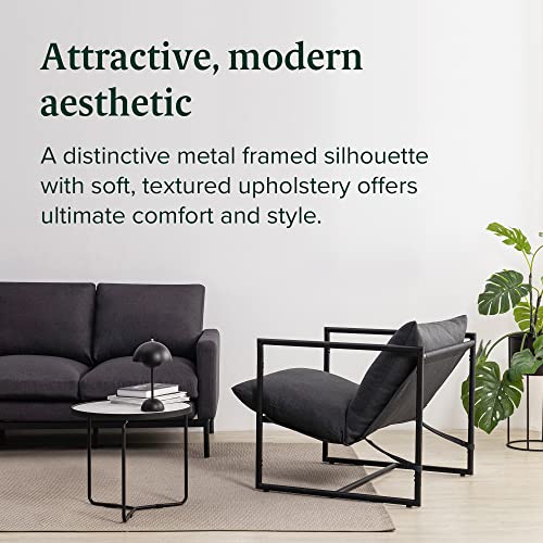 ZINUS Aidan Sling Accent Chair, Metal Framed Armchair with Shredded Foam Cushioning, Black