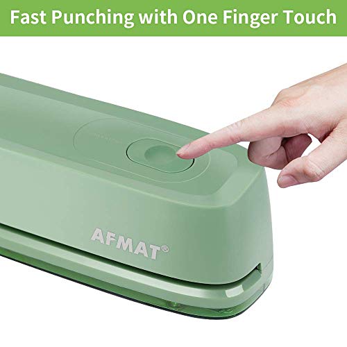 3 Hole Puncher for Paper, AFMAT Electric Hole Punch 3 Ring, 20-Sheet Paper Punch, AC or Battery Operated 3 Hole Puncher, Effortless Punching, Long Lasting Paper Punch for Office School Studio, Gray