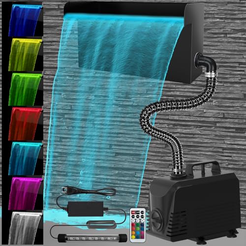 AquaMiracle All-in-1 Pond Waterfall Kit with LED Lights, 12