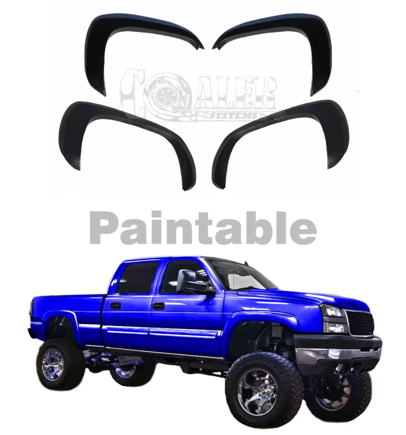 Fender Flares Fit Silverado Chevy 3500 OE Style Paintable Black Matte Chevrolet