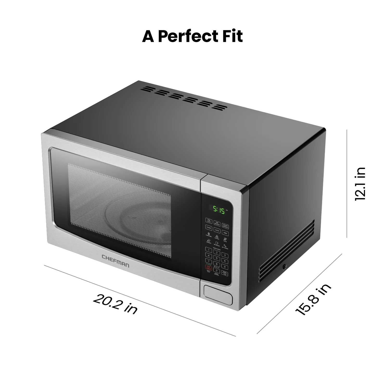Chefman Countertop Microwave Oven 1.1 Cu. Ft. Digital Stainless Steel Microwave, 1000W
