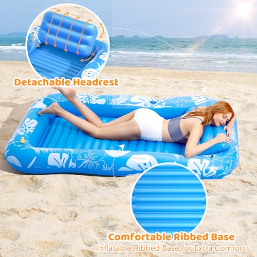 Inflatable Tanning Pool Lounger Float with Sprinkler, 77