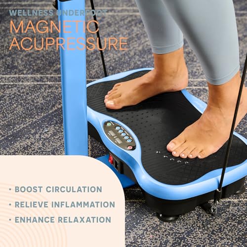 Lifepro TrimLite Vibration Plate Exercise Machine with Handlebars – Whole Body Vibration Machine, Ideal Lymphatic Drainage Massager – 99 Speed Levels, Bluetooth Speaker, Resistance Bands & Remote