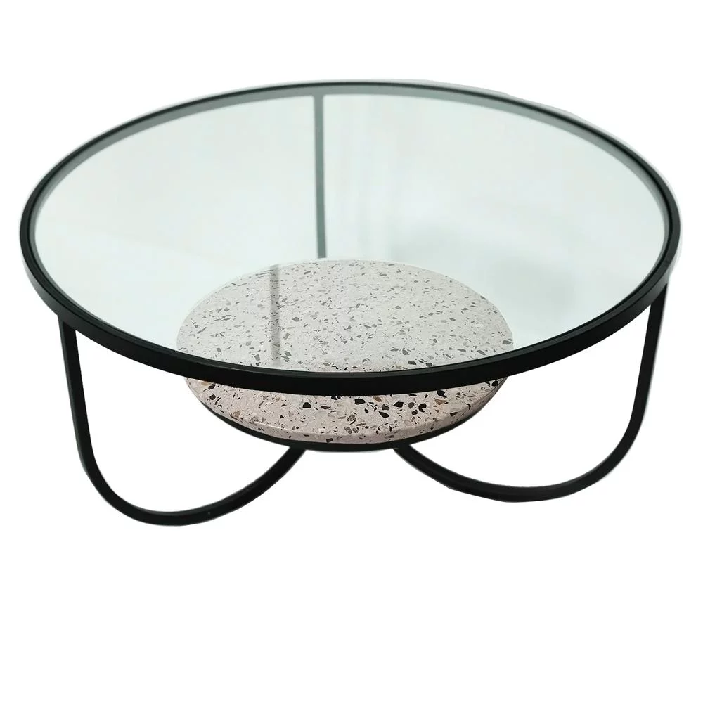 Evolution by Crestview Collection Marisol Metal Terrazzo Coffee Table in Black